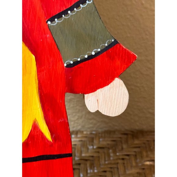 Christmas Handmade Folk Art Vintage Wooden Caroler Figurine Hand Painted Angel - Picture 6 of 9